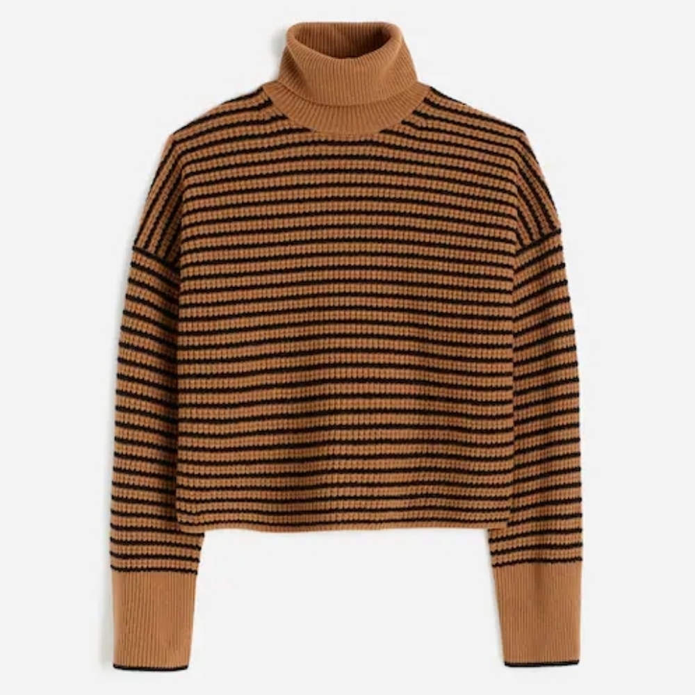 Madewell Brown and Black Striped Turtleneck Sweater
